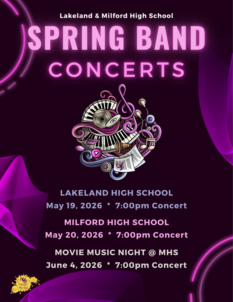 Graphic promoting Spring band concerts May, 19 & 20 & June 4