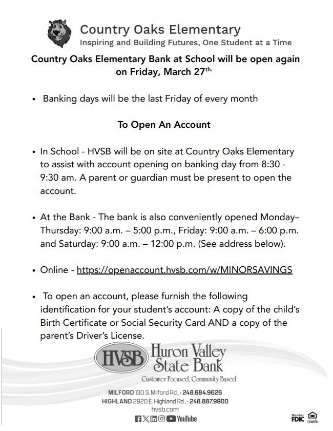 Our next Bank at School Day is this Friday!