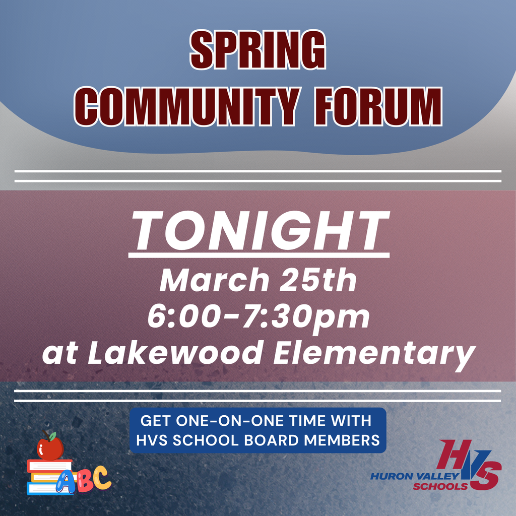 Red & blue graphic that reads "Tonight March 25th 6:00-7:30pm at Lakewood Elementary"