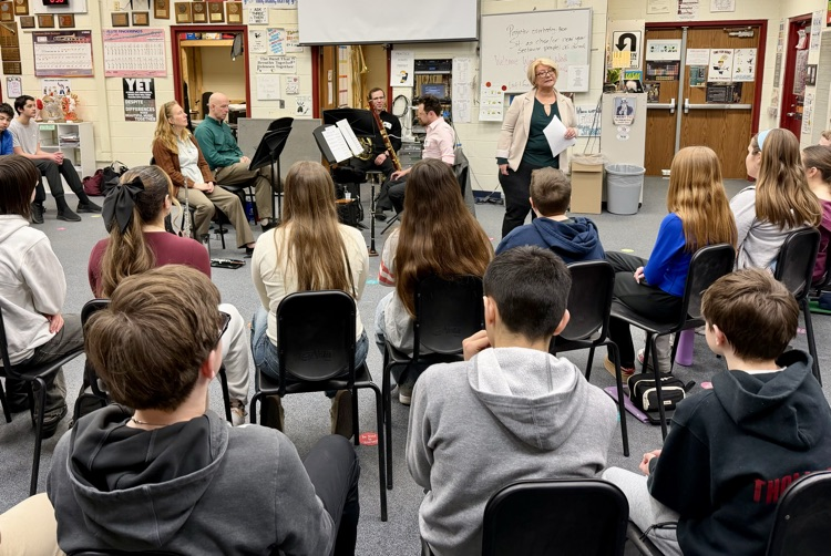 The Woodward Wind Quintet visited the 7th and 8th Grade Bands today and performed a program featuring all female composers to celebrate Women's History month!!