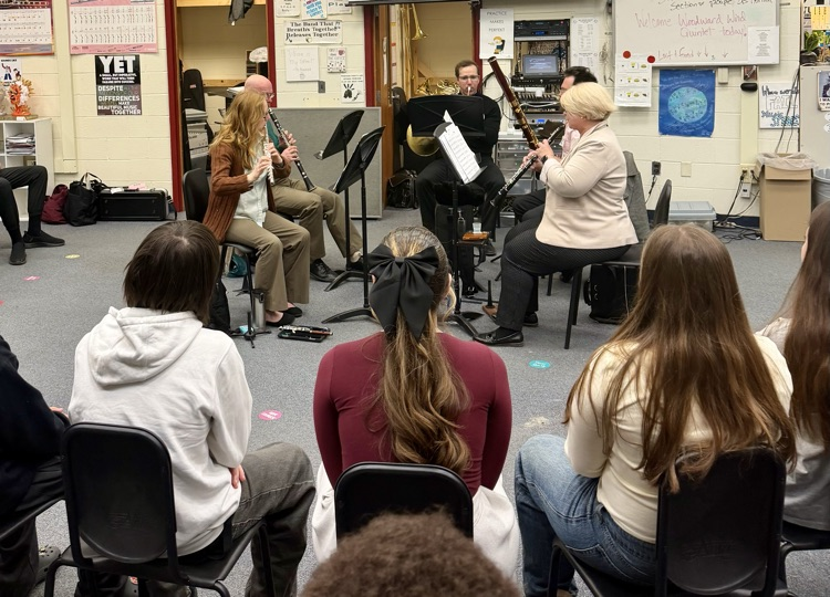 The Woodward Wind Quintet visited the 7th and 8th Grade Bands today and performed a program featuring all female composers to celebrate Women's History month!!