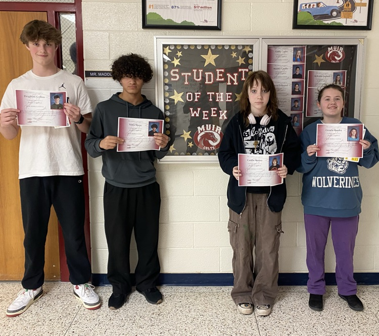 Congratulations to our recent Students of the Week! #wearemuir #makingmuirbetter