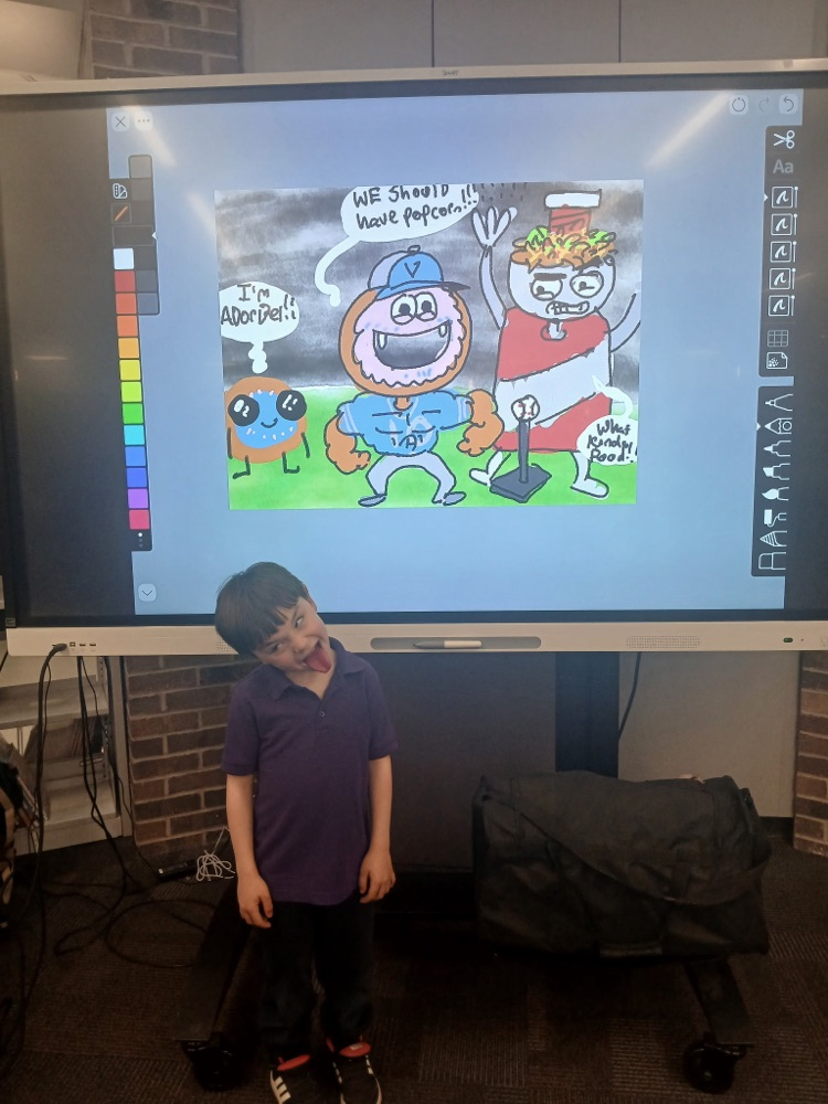Student mimicking book