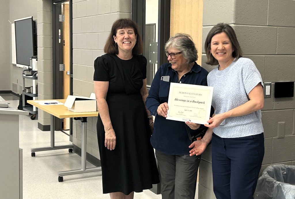 Group photo of HVS school board members & people from Blessings in a backpack