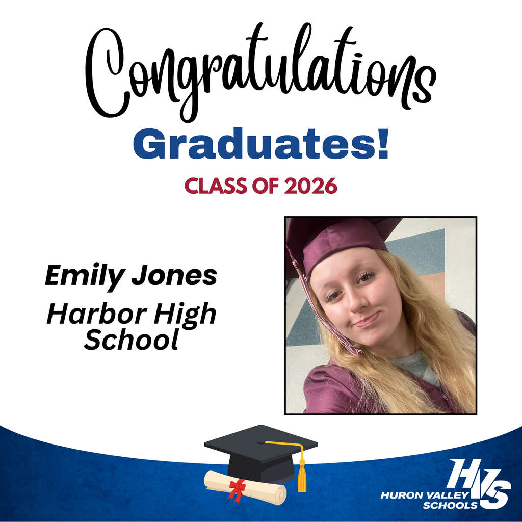 photo of Emily Jones - Harbor High grad in cap & gown