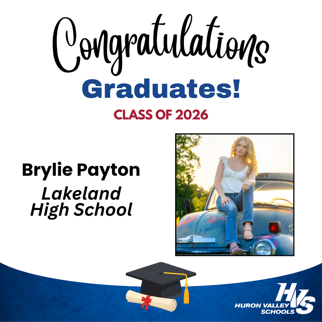 gfx with photo of Brylie Payton of Lakeland High School graduation picture