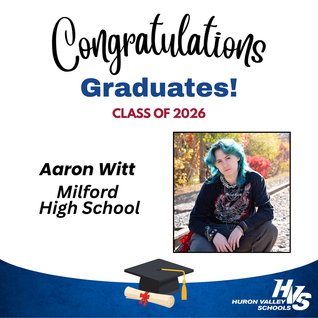 gfx with photo honoring Aaron Witt - recent grad from Milford High