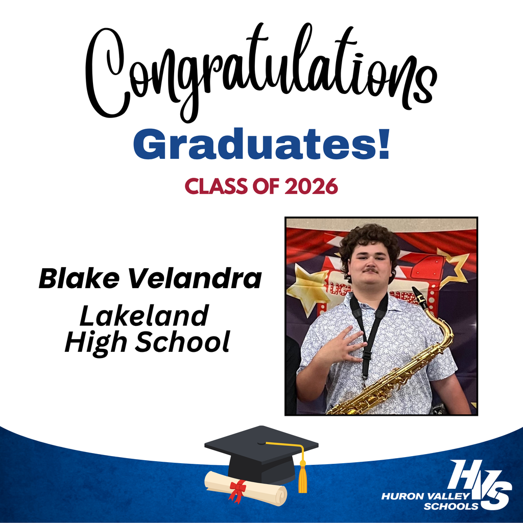 Gfx & photo celebrating blake velandra recent LHS grad