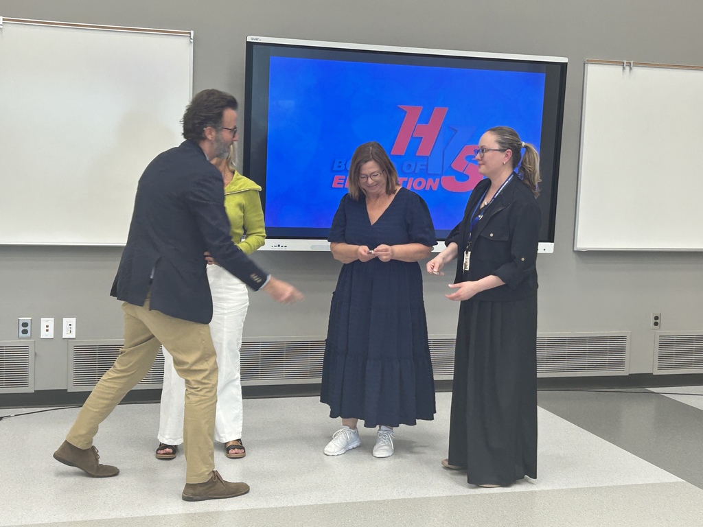 HVS TEACHERS OF THE YEAR POSING FOR A PHOTO WITH THE SCHOOL BOARD AT A MEETING