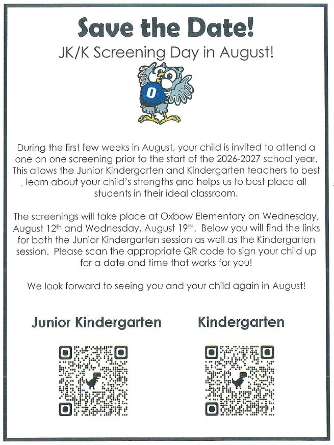 Flyer with information on JK/K Screening dates