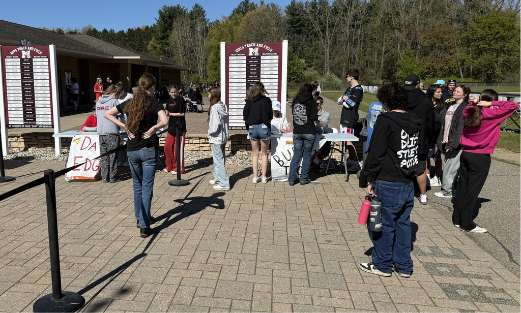 Photo of students waiting in line for food at MHS