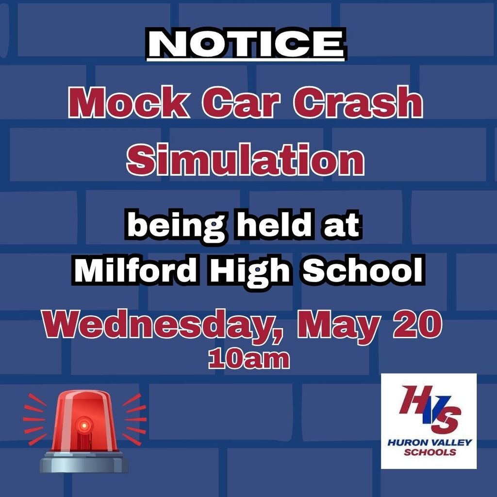 Mock car Crash simulation will take place May 20th at 10am