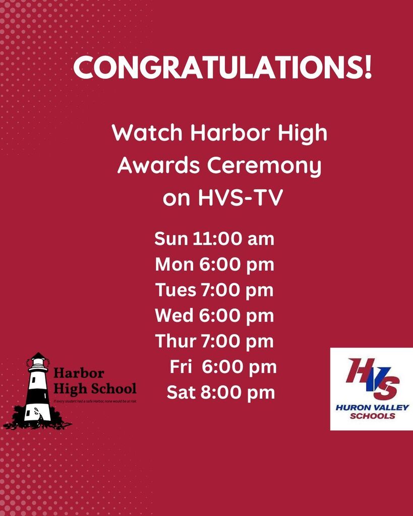 Watch Harbor Awards Ceremony on HVS-TV Sun 11:00 am Mon 6:00 pm Tues 7:00 pm Wed 6:00 pm Thur 7:00 pm Fri 6:00 pm Sat 8:00 pm