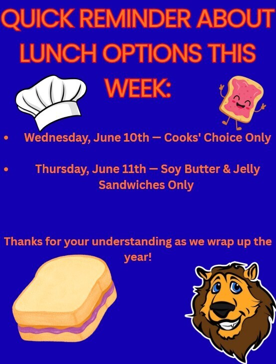 This week's lunch options