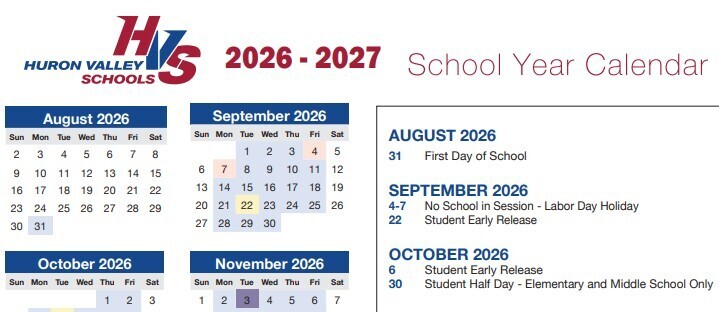 Image of partial school year calendar