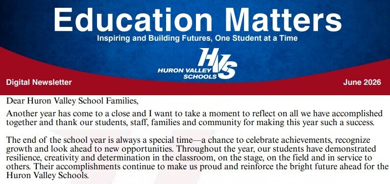 still image of a banner that reads "education matters" from the top of a newsletter.