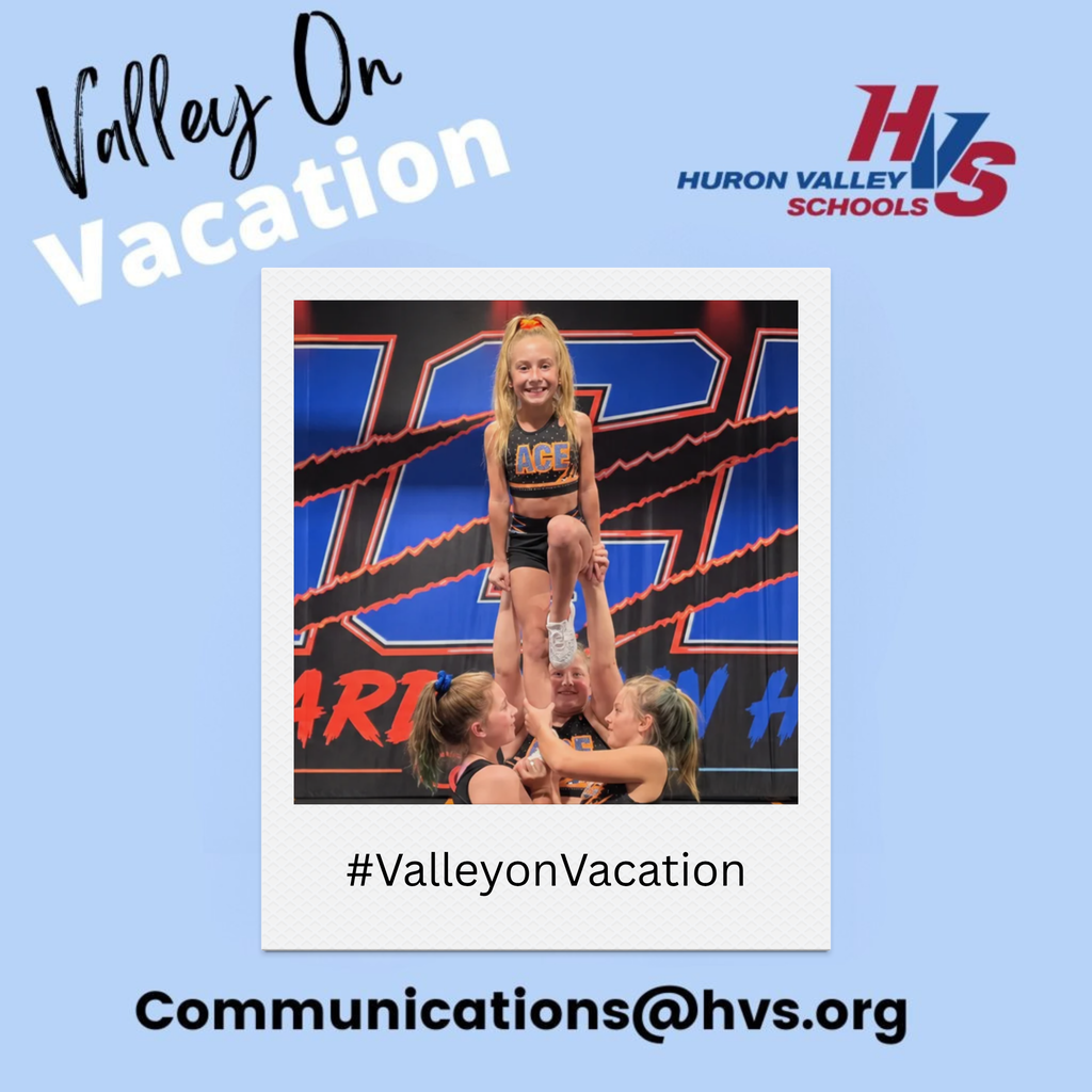 gfx with photo in the middle of young girl cheerleading being held up for a stunt