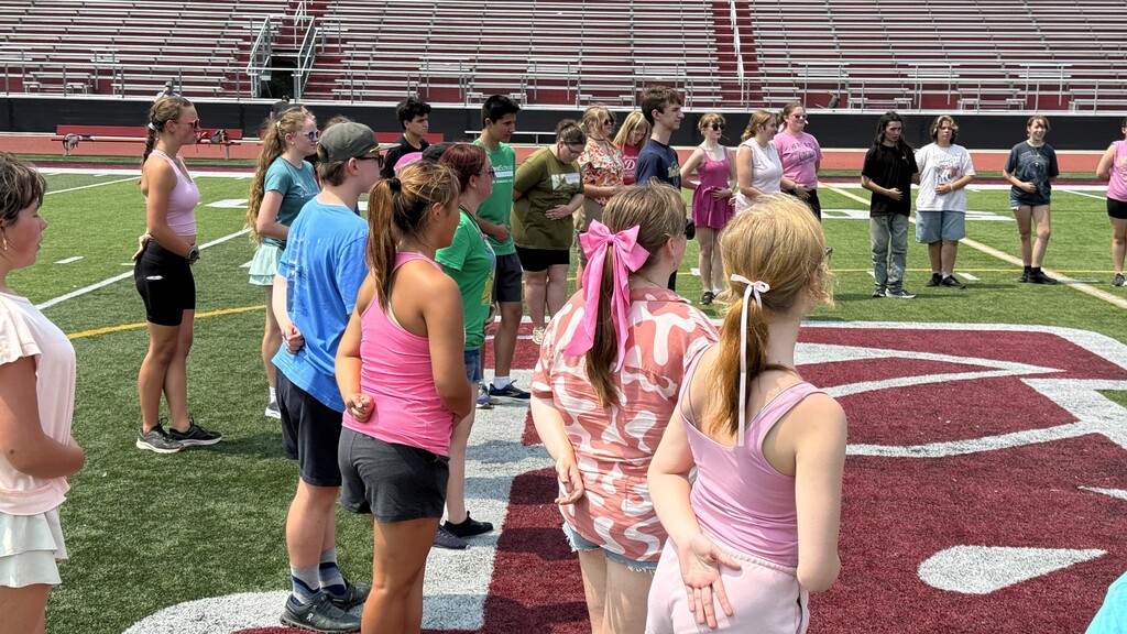 photo of marching band member in a circle