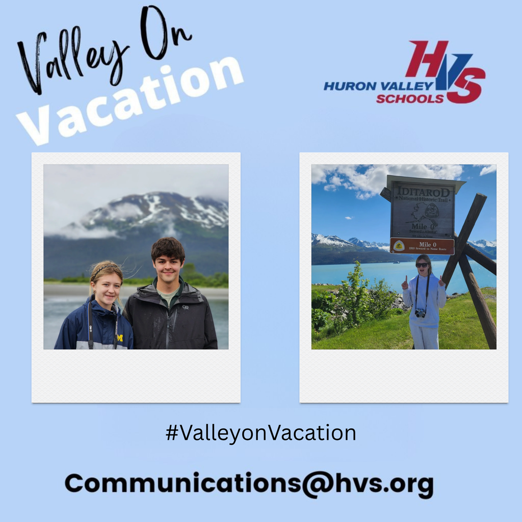 two photos.. one with young boy and girl smiling in front of a mountain, the other of a girl standing in front of a sign and a mountain