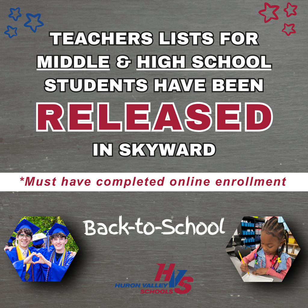 gRAPHIC ON GREY BACKGROUND THAT READS "TEACHERS LISTS FOR MIDDLE & HIGH SCHOOL STUDENTS HAVE BEEN RELEASED"