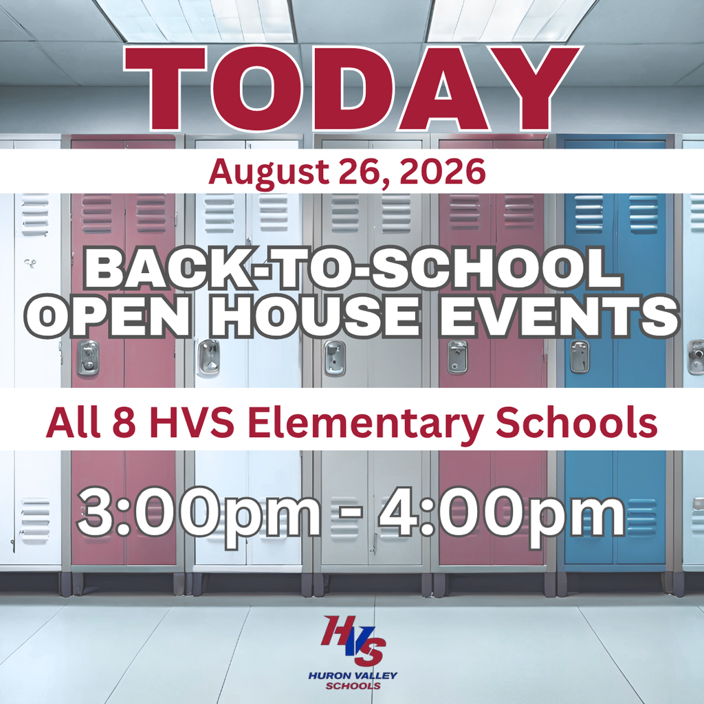 graphic with school lockers that reads "back to school open house events today at ll elementary schools from 3-4p"
