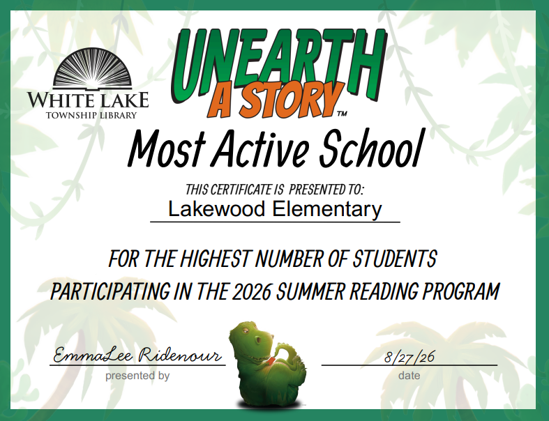 white lake township library most active school award