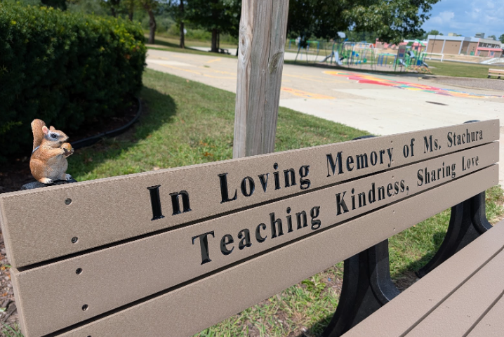memorial bench for Kelly Stachura