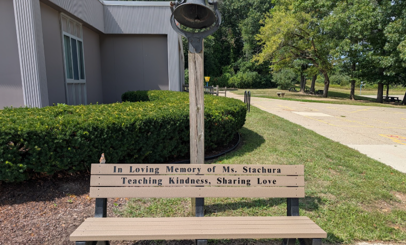 memorial bench for Kelly Stachura