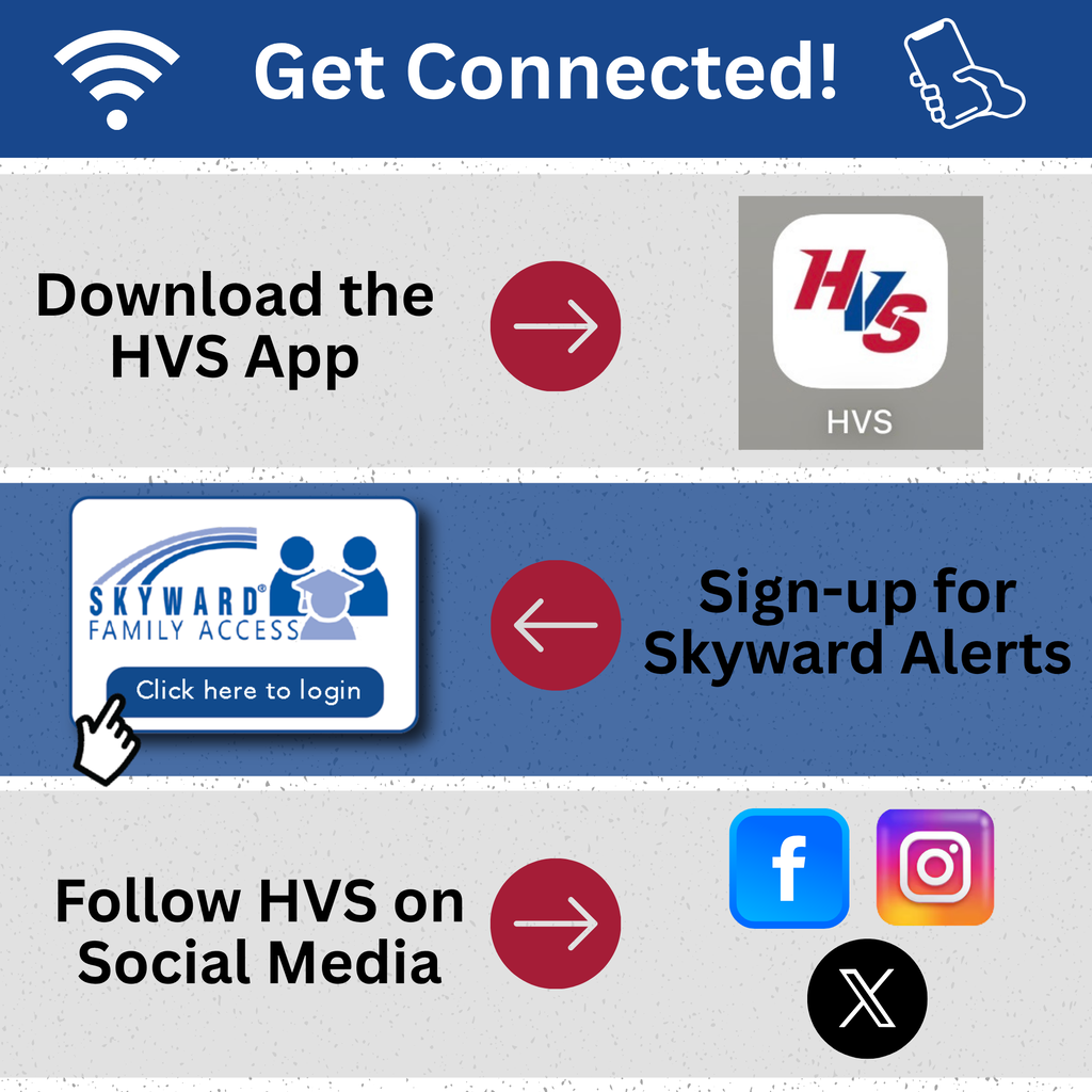 graphic that reads sign up for hvs app.. with app logo