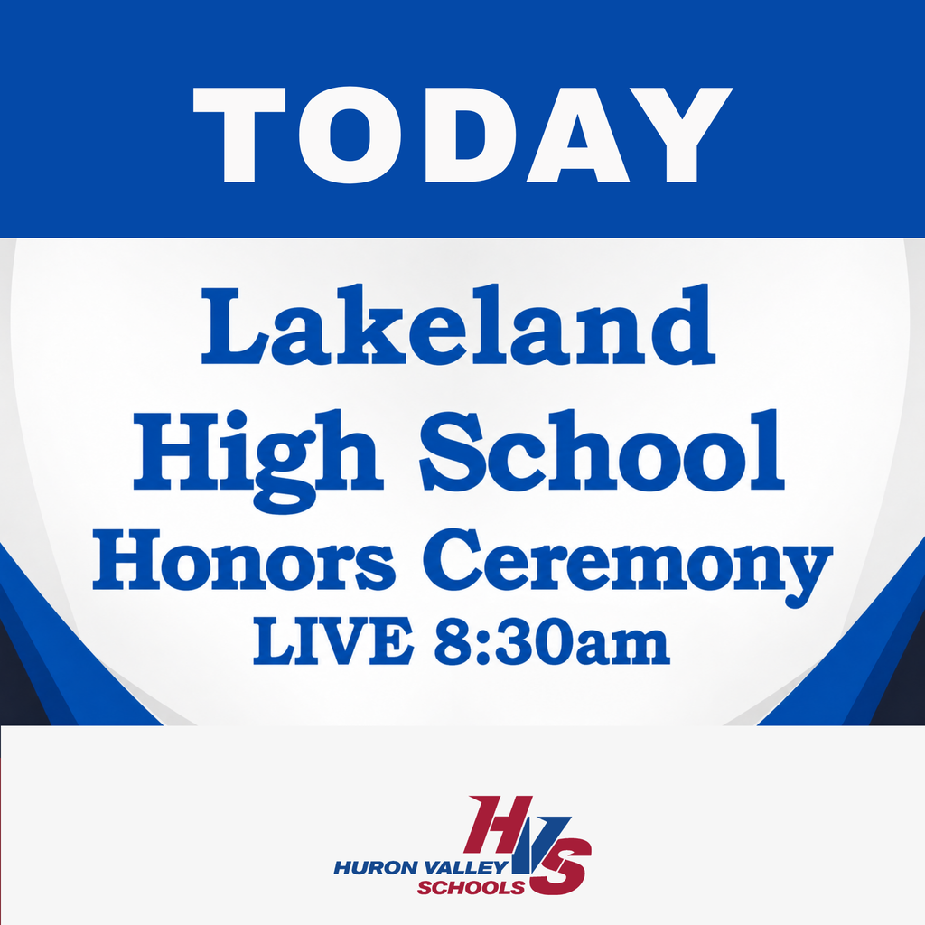 blue & white gfx that reads " Lakeland high school honors ceremony live tomorrow "