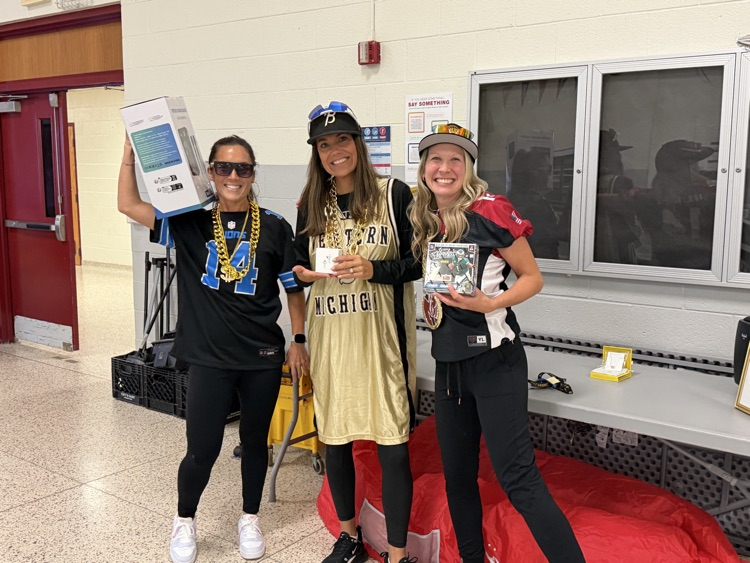 PTO moms in jerseys to promote the fundraiser 