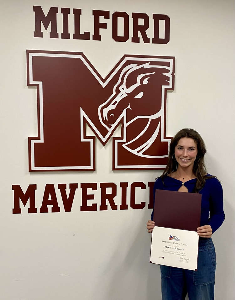 Congratulations to Madison on being named Milford's representative for the Daughters of the American Revolution Good Citizens Award! #BeAMAV