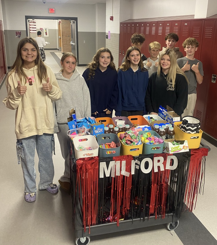 The Milford Party Cart was visiting classrooms who were nominated by their teachers for demonstrating what it means to "Be a MAV" - Be Mindful, Be Accountable, Value your opportunities. Great job students! #BeAMAV