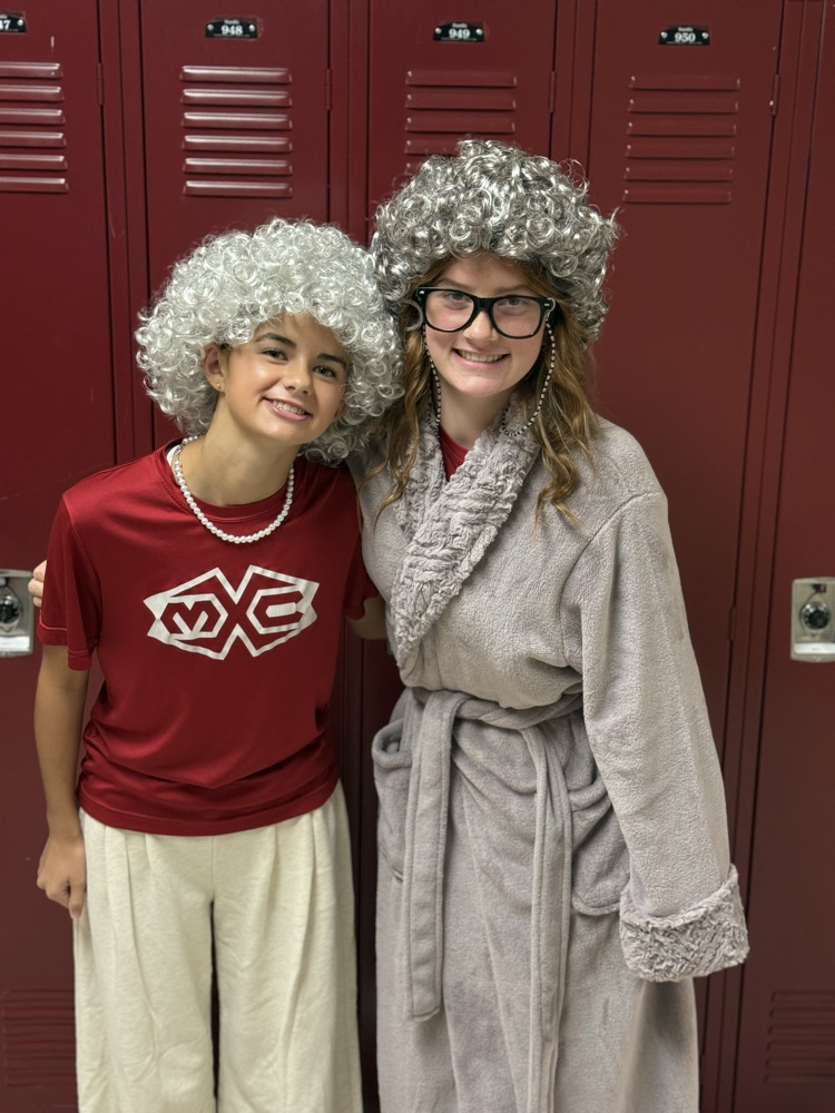 two students dressed as elderly women