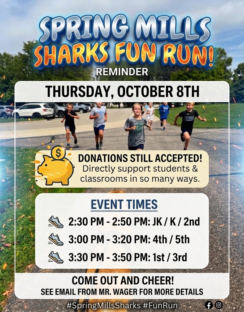 Fun Run Reminder, Thursday, October 8th