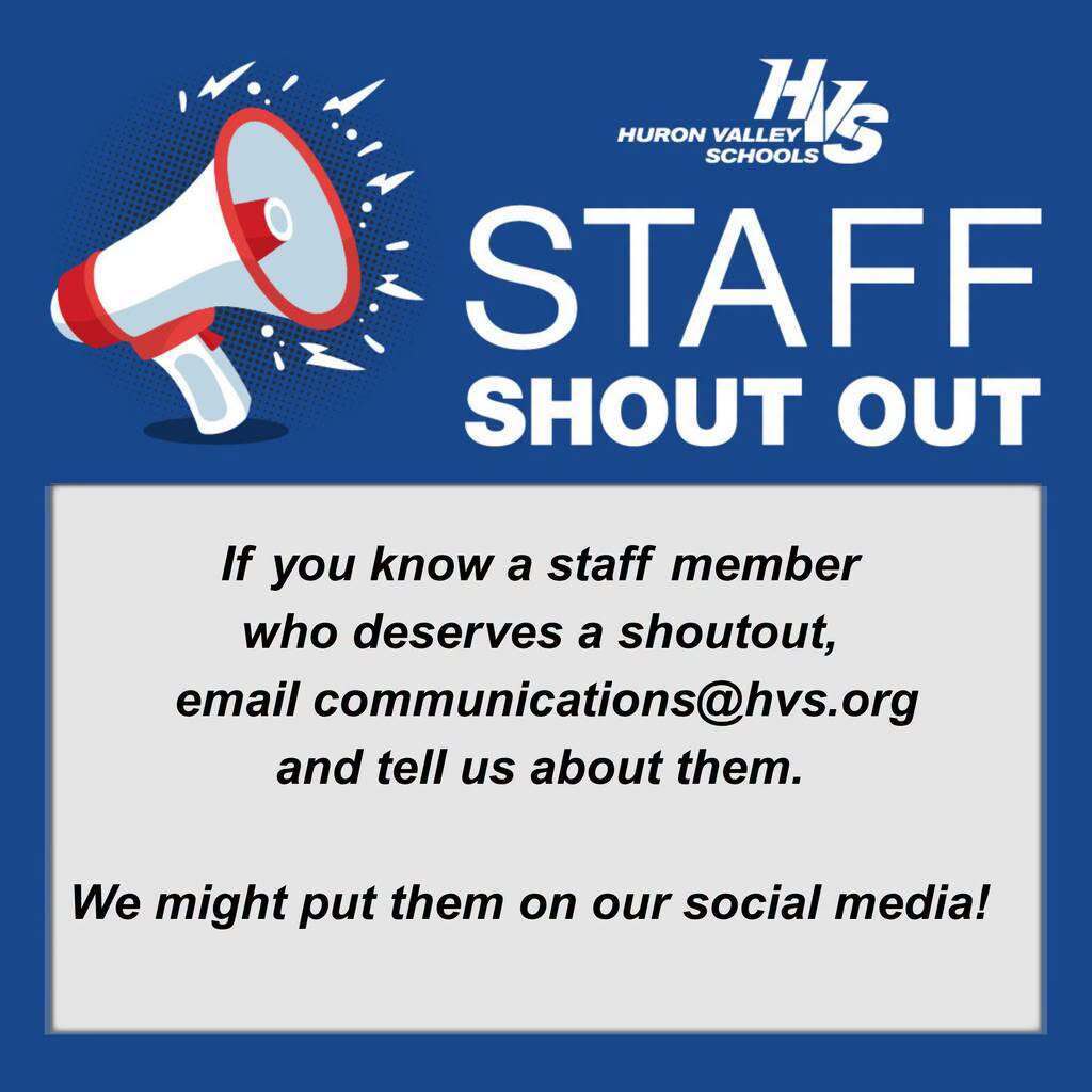 Staff shoutout communications@hvs.org