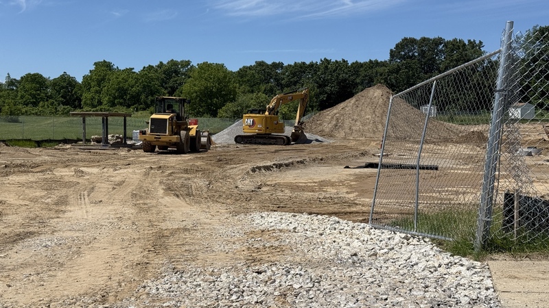 photo of excavator and backhoe on construction site