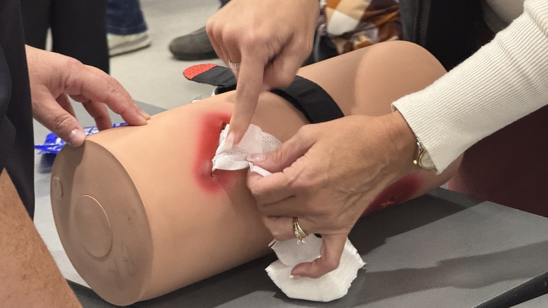 HVS staff receiving 'stop the bleed' training