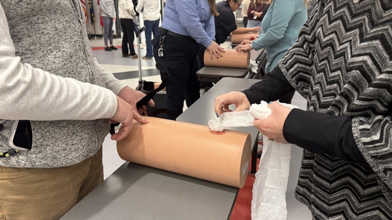 HVS staff receiving 'stop the bleed' training