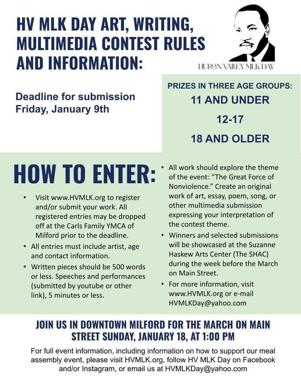 The Huron Valley MLK Day Committee (HV MLK Day) is excited to announce the details of this year's art/writing/multimedia contest
