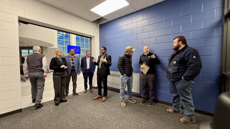 photos of new multipurpose rooms at lakeland high , tour with officials
