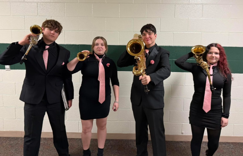 Pictured left to right is Josh Bennett (IA), Bella Philipp (MHS), Liam McFalda (MHS) and Keira Sauger (MHS).