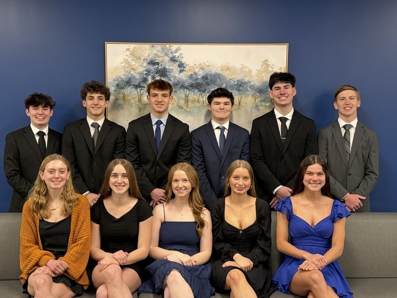 image of Back row (left to right): Andrew Day, Gavin Johns, Landon Johns, Jacob Beck, Exavier Moyer, Michael Zaremba. Front row (left to right): Juliana Henry, Taryn Marco, Meredith Peterson, Hayden Schmidt, Olivia Kalhorn.