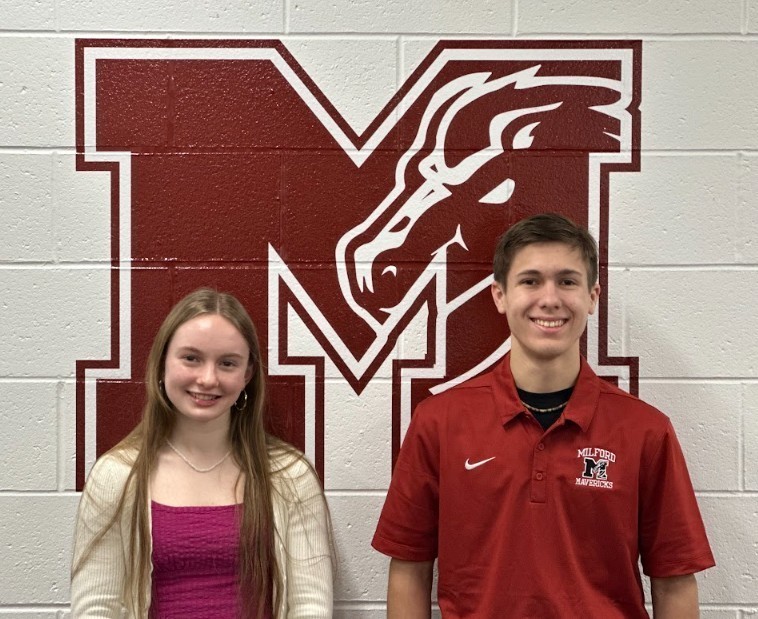 At Milford High School, senior Lily Hardin has earned the distinction of Valedictorian with an outstanding 4.62 GPA. Senior Gavin Hess earned the honor of Salutatorian with a 4.53 GPA.