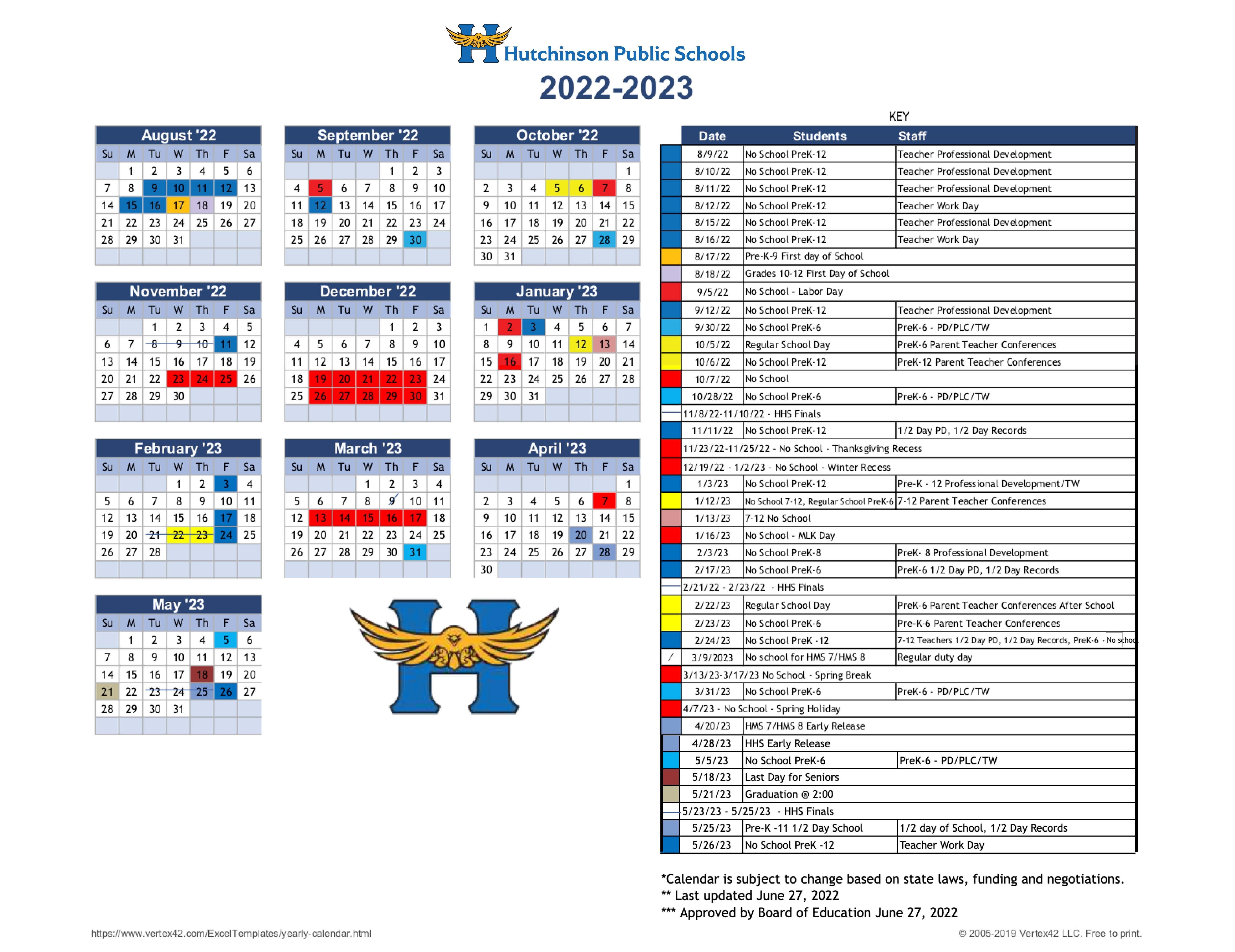 Updated 22-23 Academic Calendar (As Adopted at June, 27, 2022