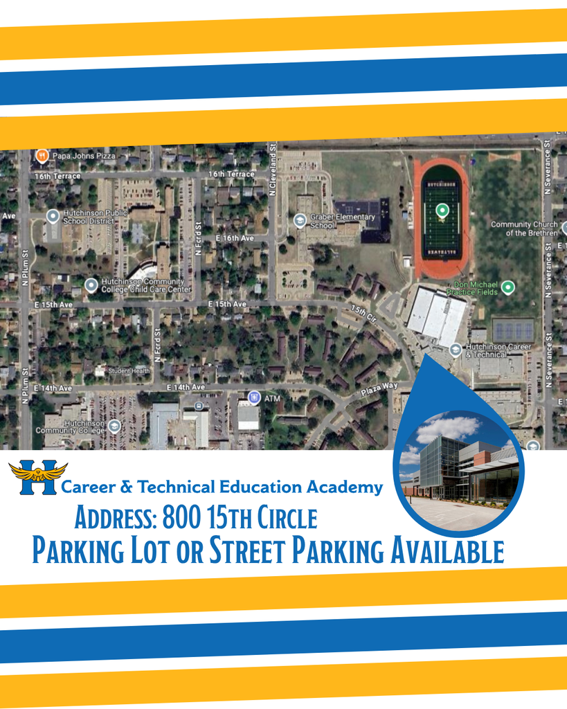 Map of CTEA with inset showing entrance Career & Technical Education Academy ADDRESS: 800 15TH CIRCLE PARKING LOT OR Street Parking AVAILABLE