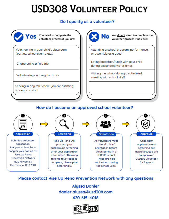 USD 308 Volunteer Policy Flyer