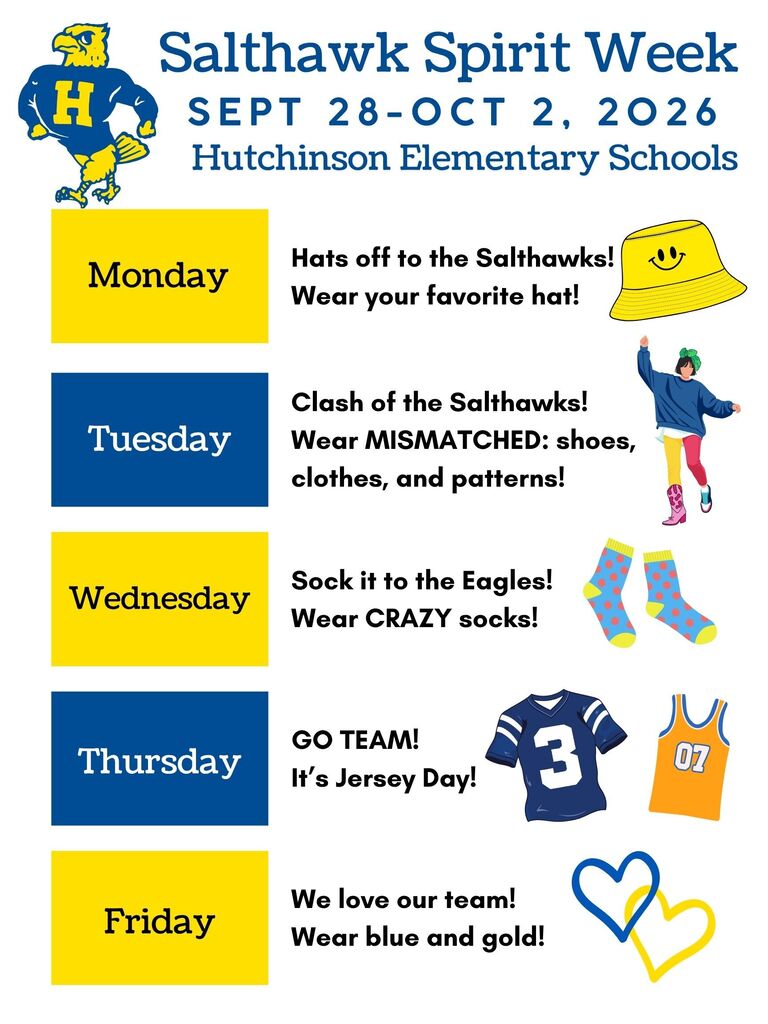 Salthawk Spirit Week Flyer for September 28-October 2