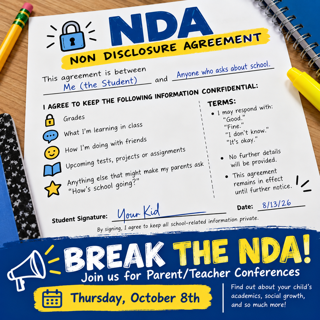 An open document with "NDA" reads, "Break the NDA!" and includes the date of October 8. Below, a checklist has boxes to check.