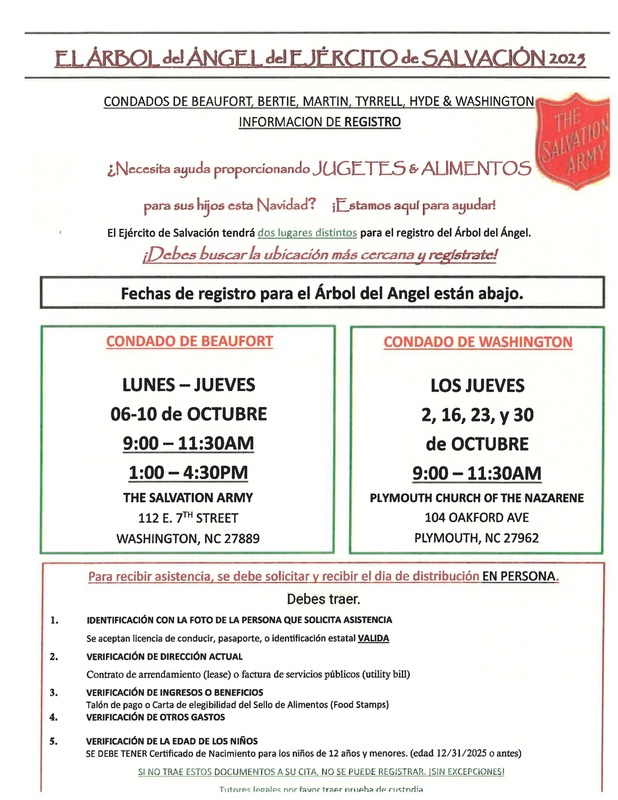Salvation Army Angel Tree Flyer in Spanish